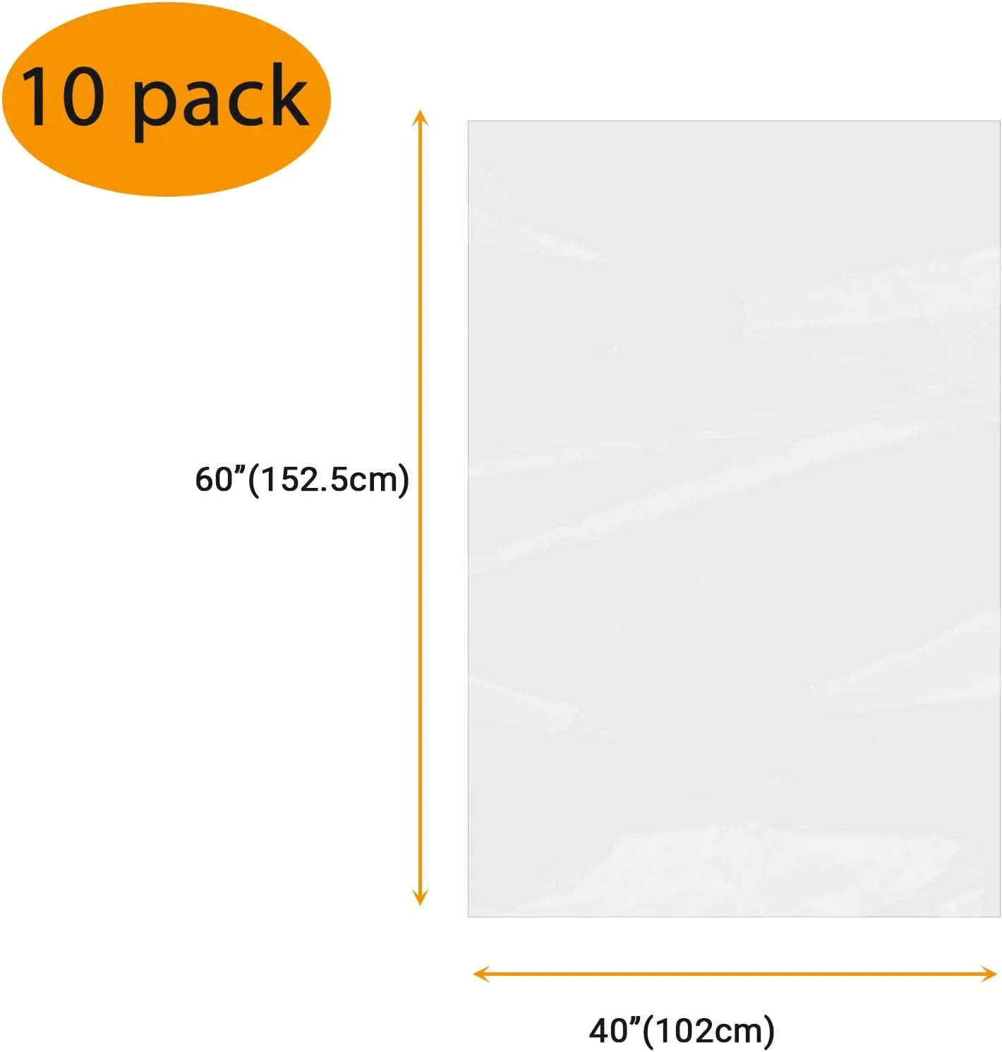 10 Count 40x60 inches large Clear Plastic Bag Giant Storage Bags Furniture Cover Plastic Bag for Moving Protection and Long Term Storage, Large Items Dustproof, Moistureproof (2 Mil)