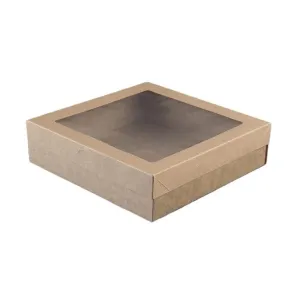 10 x Small Brown Kraft Disposable Square Catering Grazing Boxes Trays With Lids