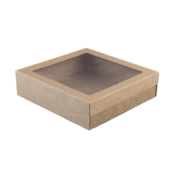 10 x Small Brown Kraft Disposable Square Catering Grazing Boxes Trays With Lids