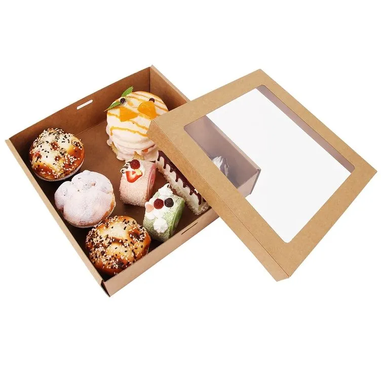 10 x Small Brown Kraft Disposable Square Catering Grazing Boxes Trays With Lids