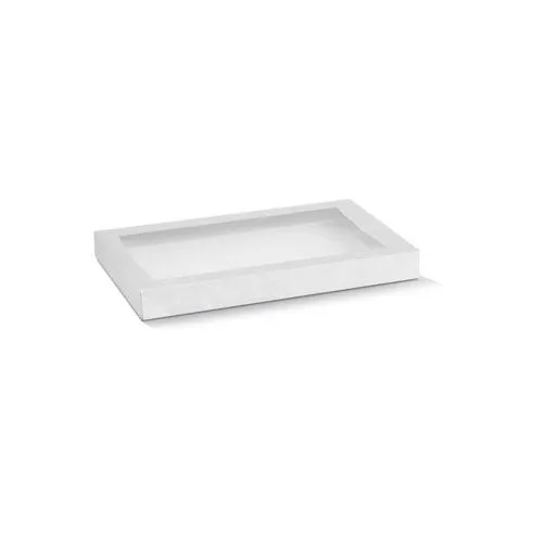 10 x White Disposable Catering Grazing Boxes Trays With Clear Frame Lids - Small