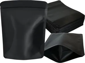 100 Pack Mylar Bags, 5 x 4 inchs Premium Smell Proof Bags with Double-sided Matte Black, Resealable Food Storage Aluminum Foil Stand-up Packaging Bags.
