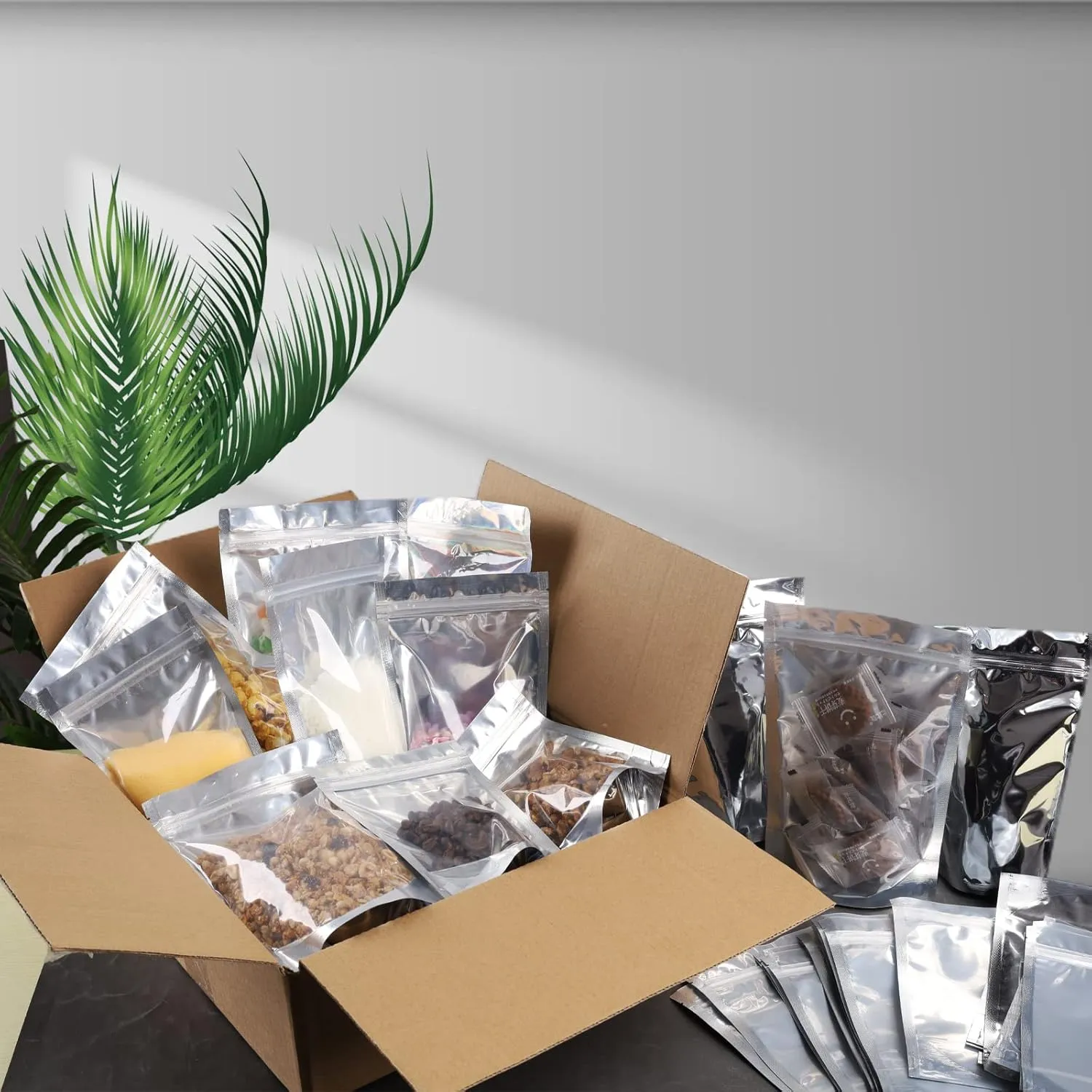 100 PACK Mylar Bags for Food Storage and Resealable Bags for Small Business Packaging Supplies Great for Party Favor Food Storage Bags (Silver,6x9Inches)