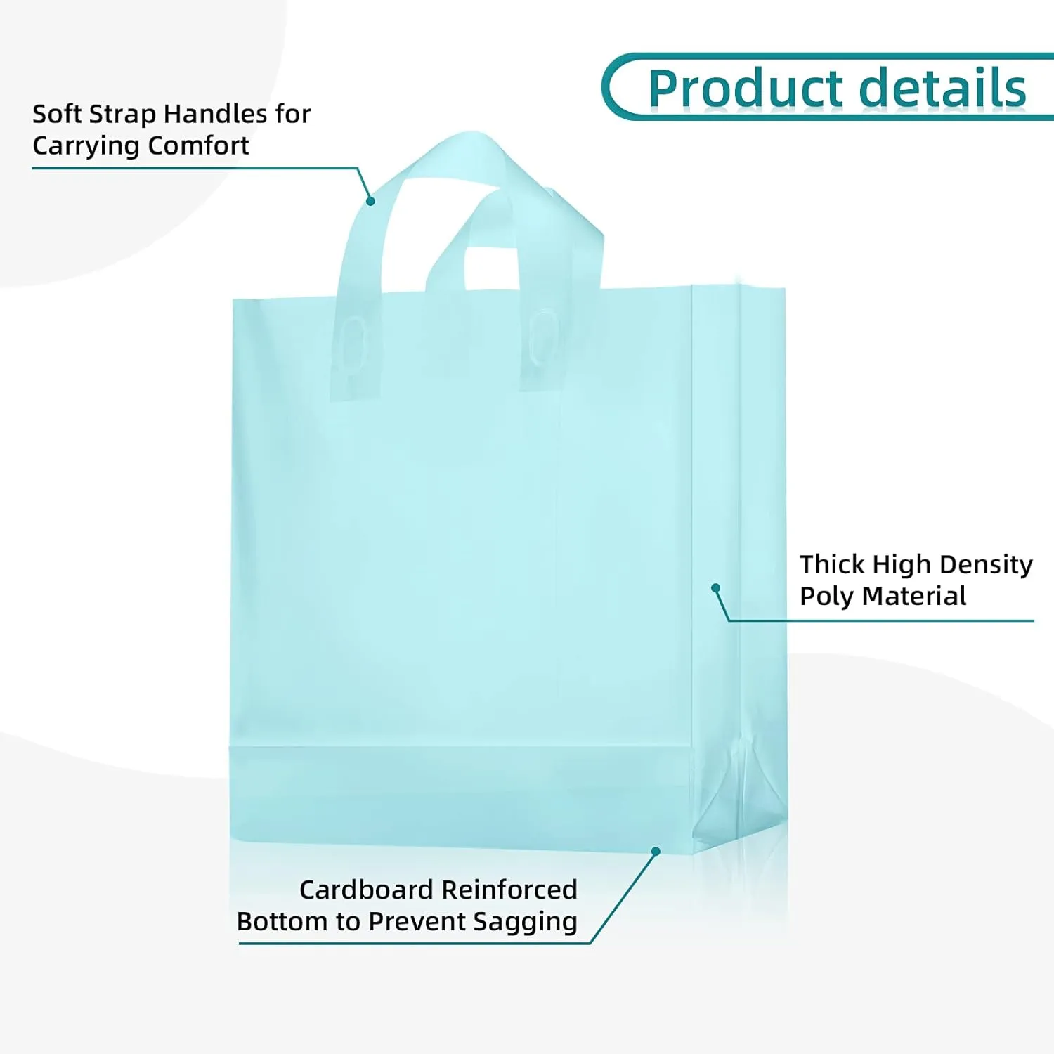 100 Pcs Frosted Plastic Gift Bags with Handles for Small Business Clear Shopping Bags with Cardboard Bottom,4 Sizes