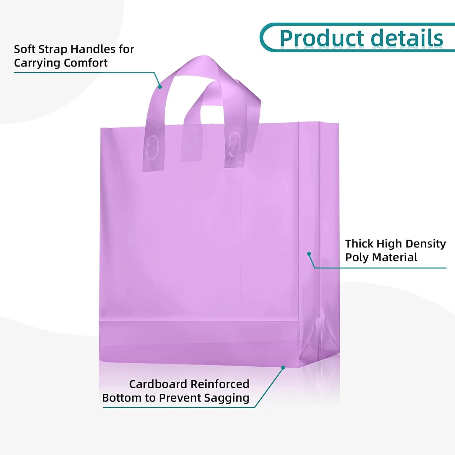 100 Pcs Frosted Plastic Gift Bags with Handles for Small Business Clear Shopping Bags with Cardboard Bottom,4 Sizes