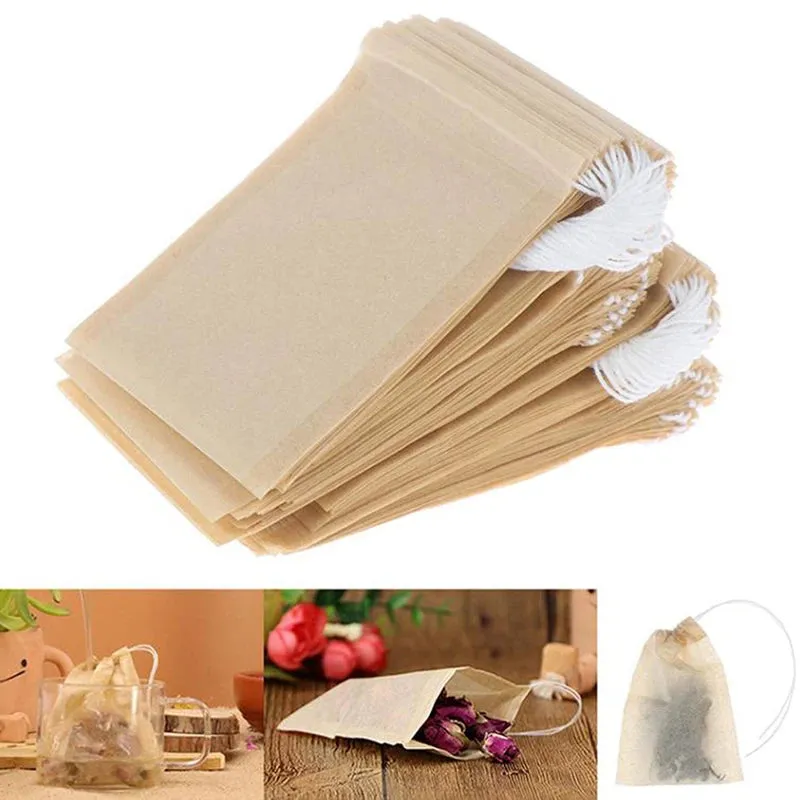 100-Piece Disposable Tea Bag Filter Bags with Drawstring Closure | Food-Grade Spice & Herbal Filters