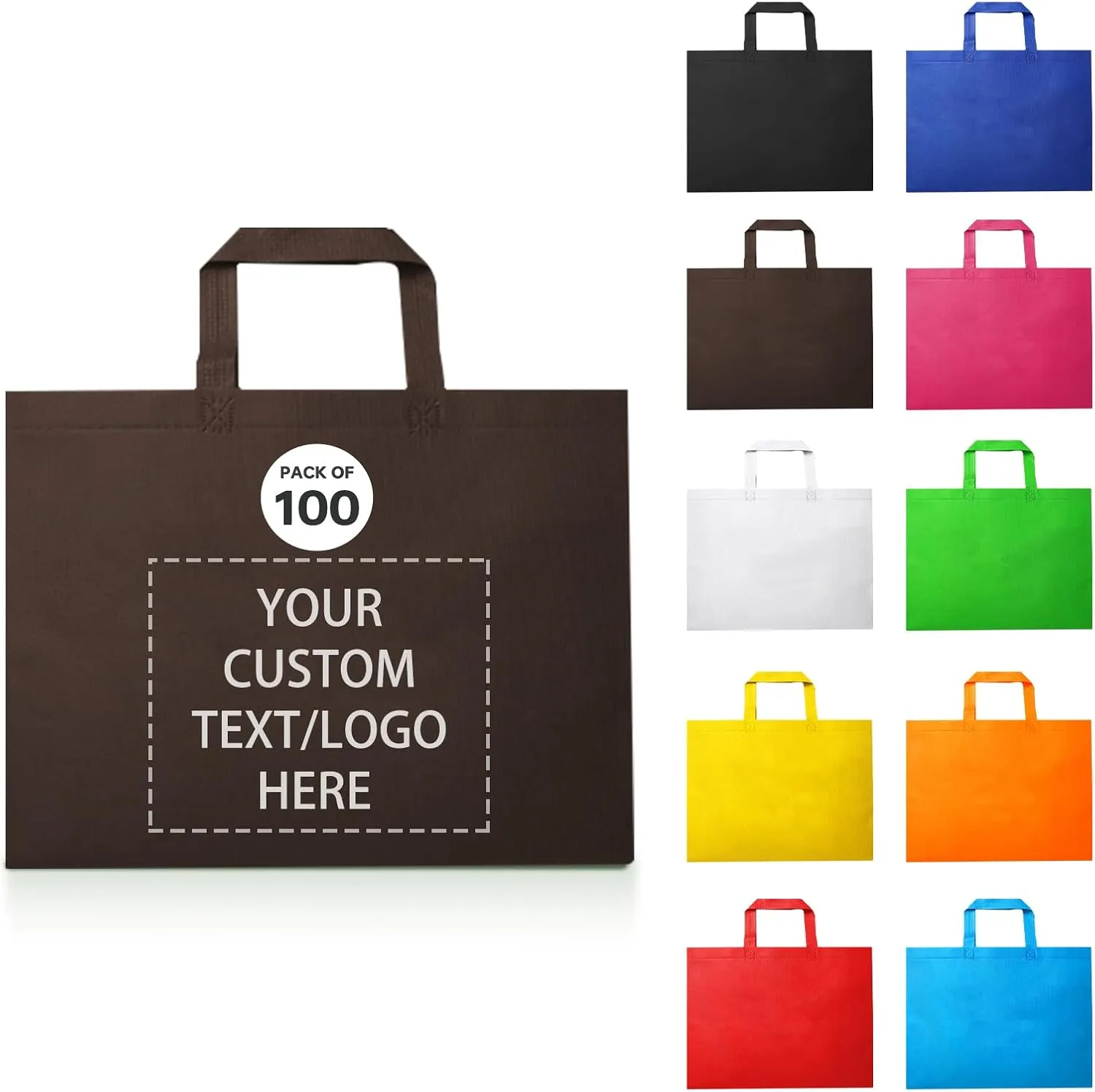 100 Reusable Shopping Bags custom bags with logo-Ideal for Company Promotions, commercial advertising,grocery bags