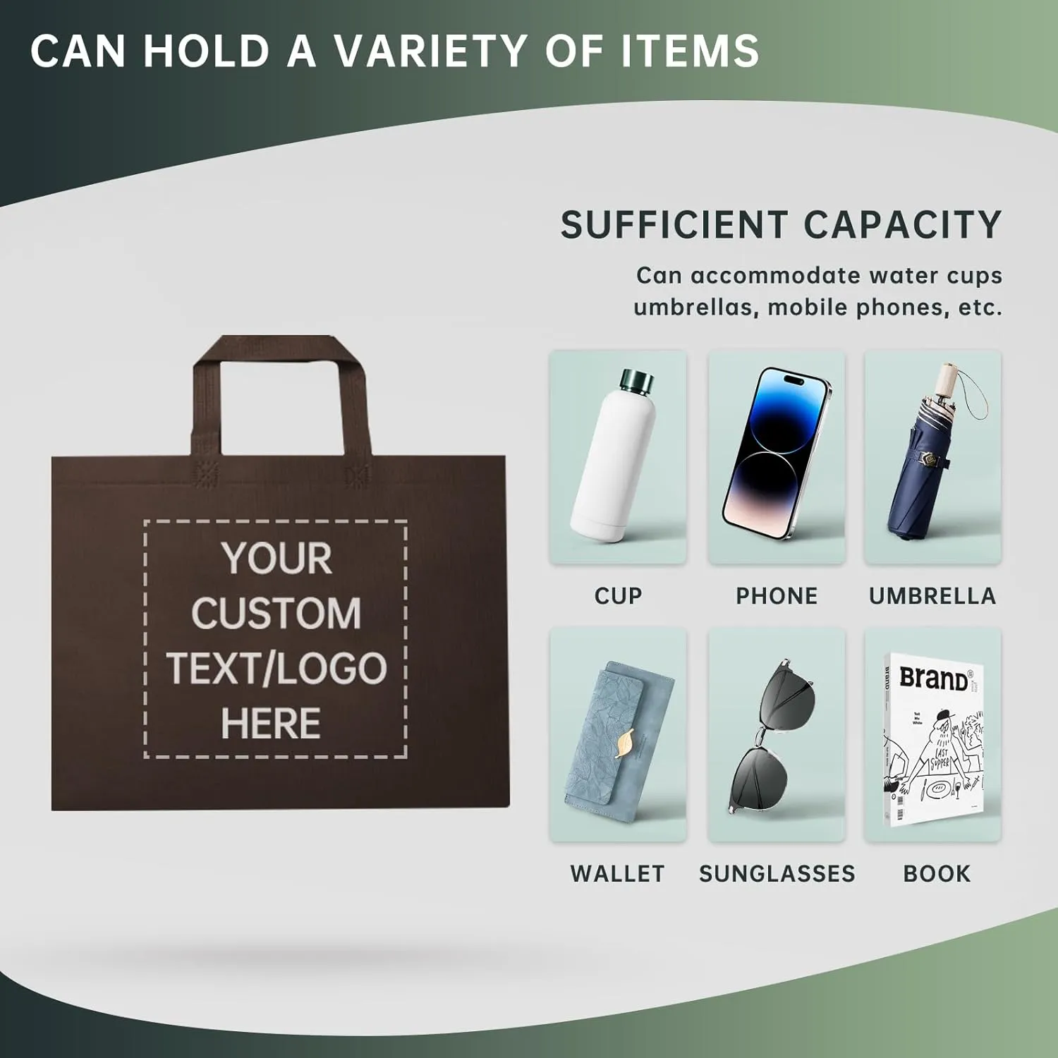 100 Reusable Shopping Bags custom bags with logo-Ideal for Company Promotions, commercial advertising,grocery bags
