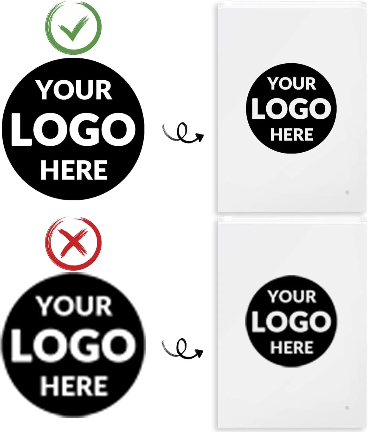 100 SALIFECO Custom Plastic Bags with Logo, Zip Slider Bags with Air Holes, Resealable Zipper Bags for Packaging Products, Packaging Bags for Business Selling Shipping (7.9"x11.8", Clear)