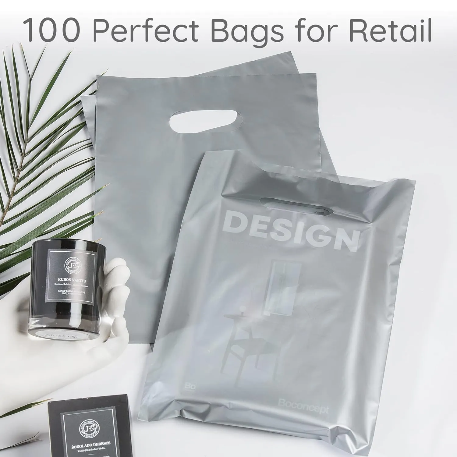 100 Silver Bags for Small Business 9"x12" Great for Merchandise 1.5Mil Thick Retail Thank You Bags With Handles