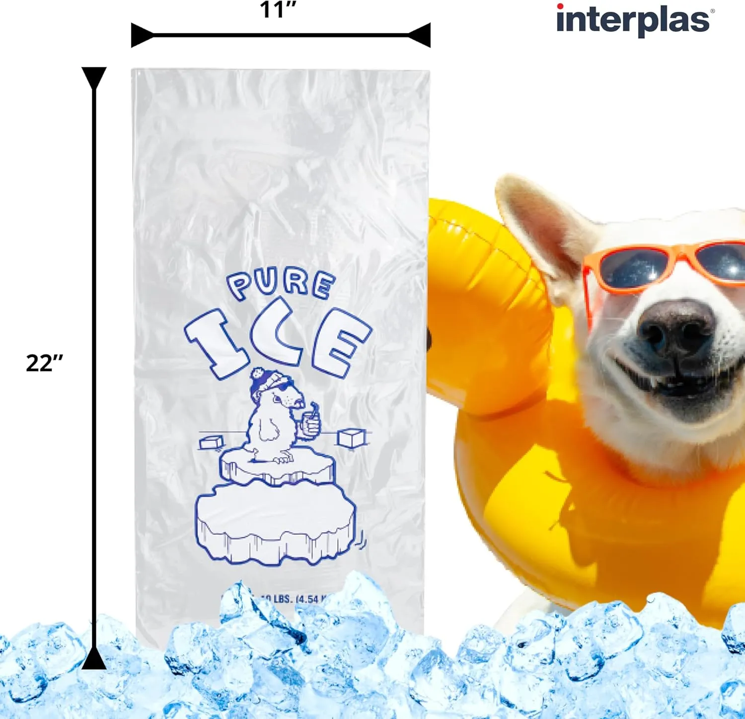 (1,000 Count) Ice Bags with Twist Ties by Interplas (10 lb)