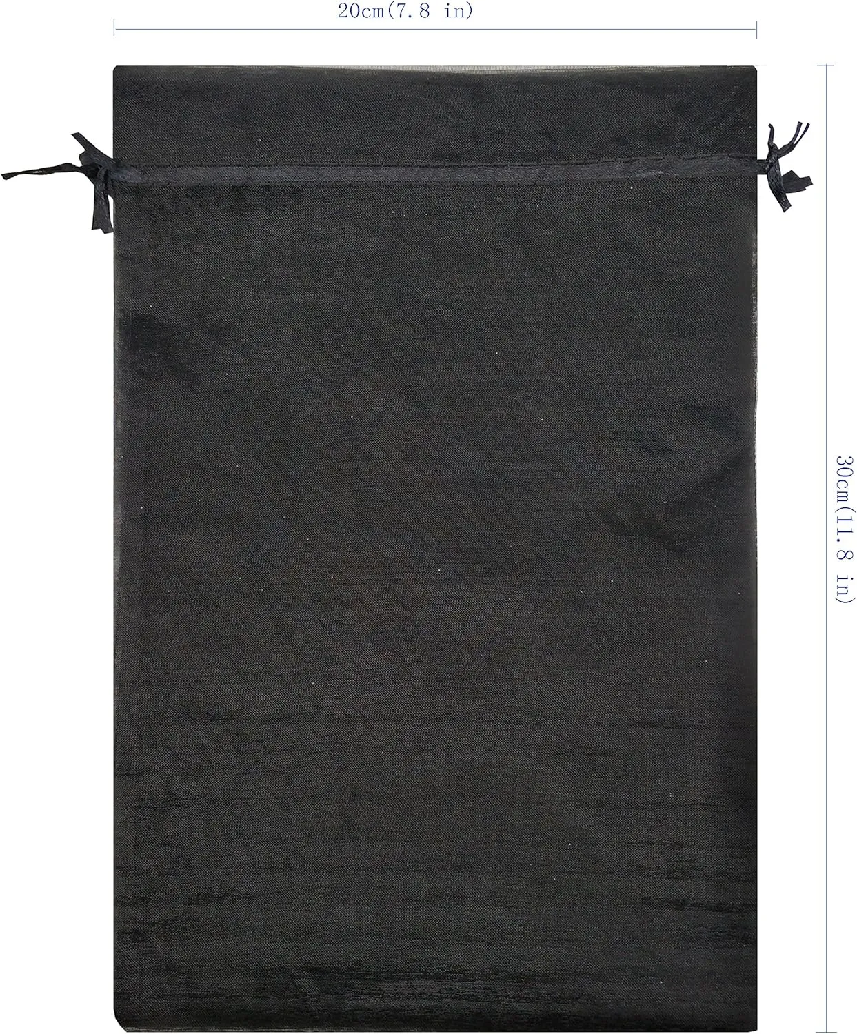100pcs Sheer Organza Favor Bags 8 X 12 Large Organza Drawstring Bags (black)