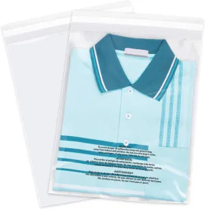 10" x 13" (200 Count) - Clear Poly Bags with Suffocation Warning Self Seal for Packaging, Shirts, Clothing & FBA - Permanent Adhesive