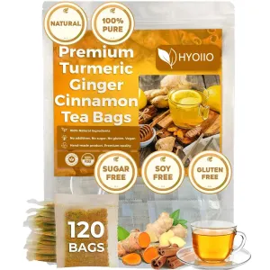 120 Premium Turmeric - Cinnamon Blend Tea Bags, 100% Natural & No Additives & Caffeine Free