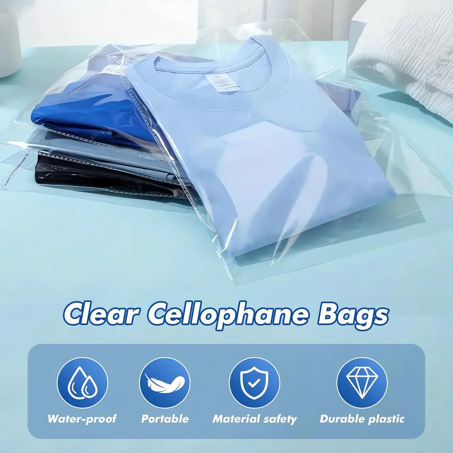 14x20 inches 500ct Large Clear Resealable Cellophane Bags for Packaging Products Self-sealing Gift Plastic Bags Self Adhesive for Clothes, T-shirts, Small Business, Thank you Stickers