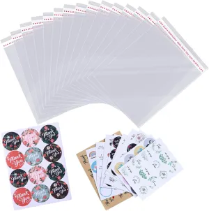 14x20 inches 500ct Large Clear Resealable Cellophane Bags for Packaging Products Self-sealing Gift Plastic Bags Self Adhesive for Clothes, T-shirts, Small Business, Thank you Stickers