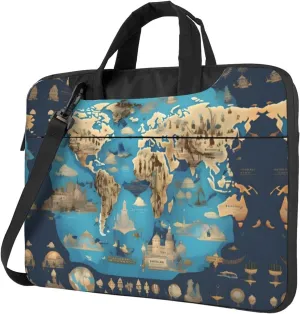 15.6 Inch Laptop Or Tablet,Durable And Water-Repellent Fabric, Business Casual,World Geography Map