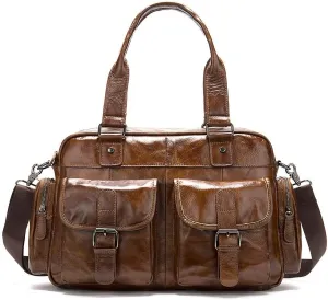 15inch Laptop Briefcase Vintage Leather Travel Duffels Large Capacity Luggage Tote Handbag Overnight Weekender Bag Sports Overnight Gym Luggage Weekend Tote
