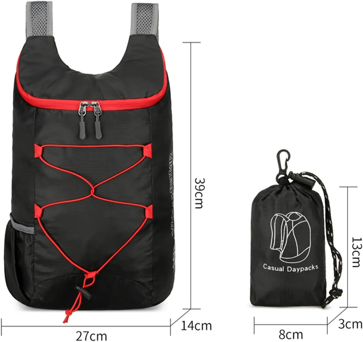 15L Lightweight Packable Backpack for Travel Camping, Outdoor Foldable Hiking Backpacks Water Resistant Daypack for Men Women (Grey)