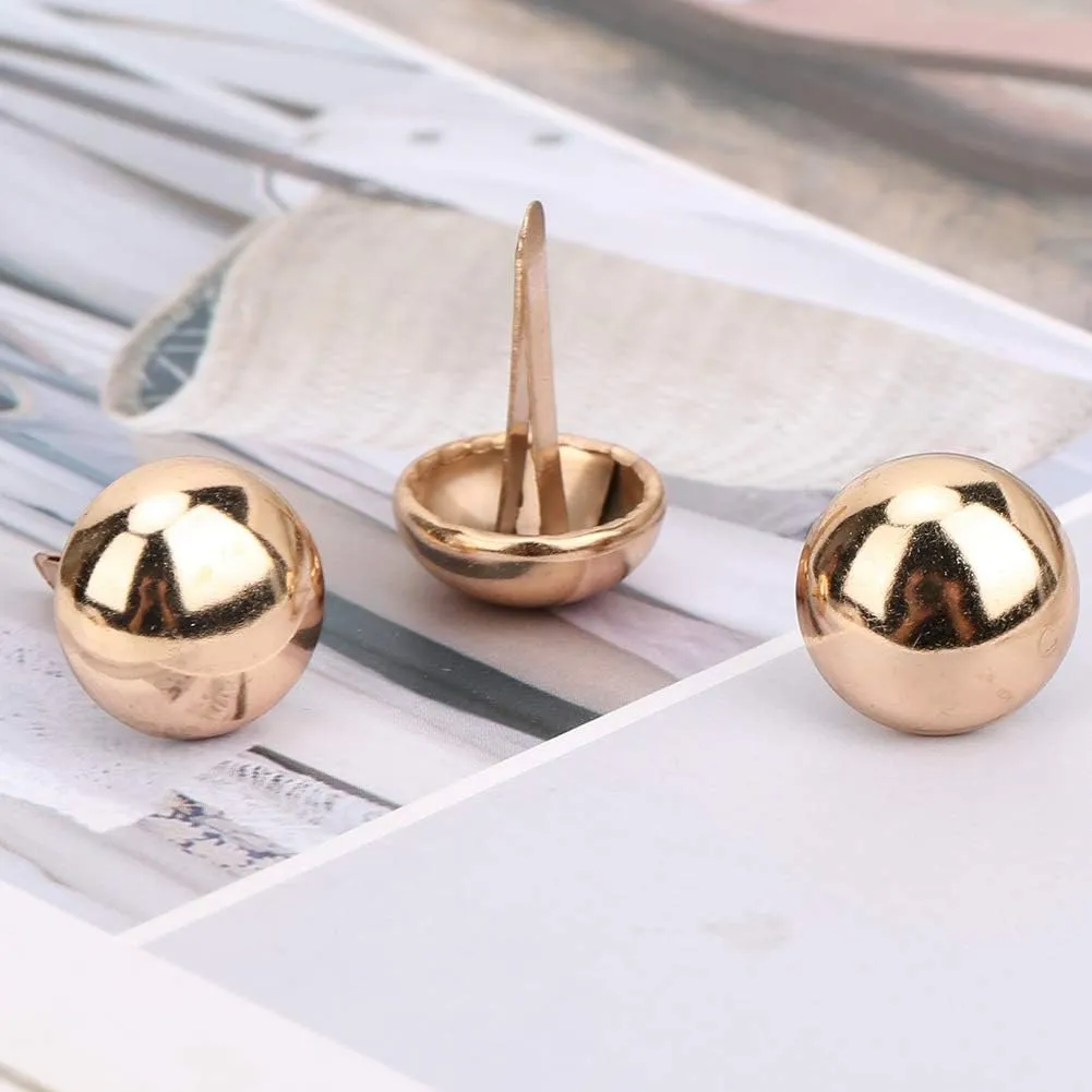 15mm Metal Bag Feet Studs, 50Pcs Mushroom Spike Rivet Purse Feet DIY Leathercraft Handbag Feet Nailhead for DIY Making Purse Handbag (Rose Gold)