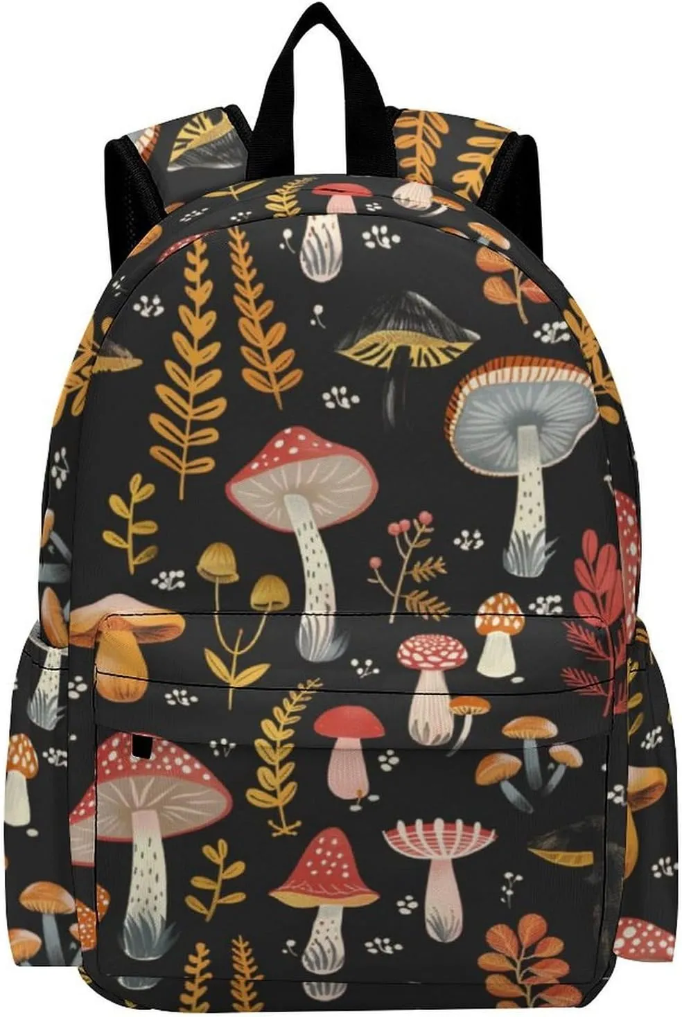 16 Inch Backpack Fall Red Mushroom Leaves Laptop Backpack School Bookbag Shoulder Bag Casual Daypack