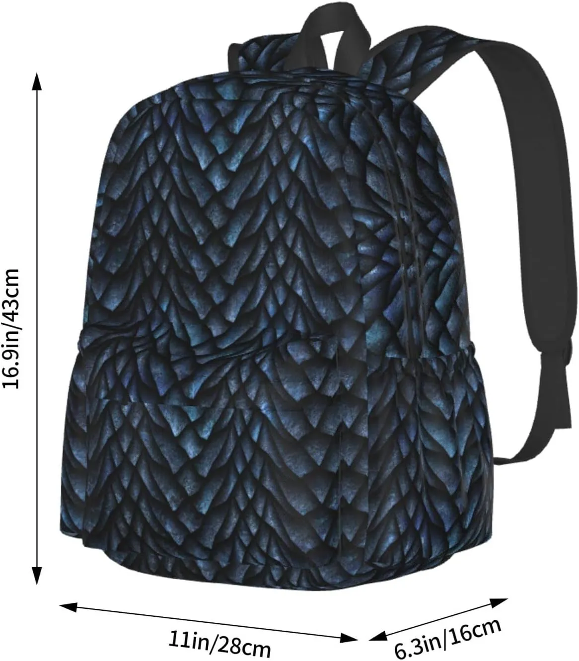 17 inch Backpack 3D Gray Dragon Scales Laptop Backpack School Bookbag Shoulder Bag Casual Daypack