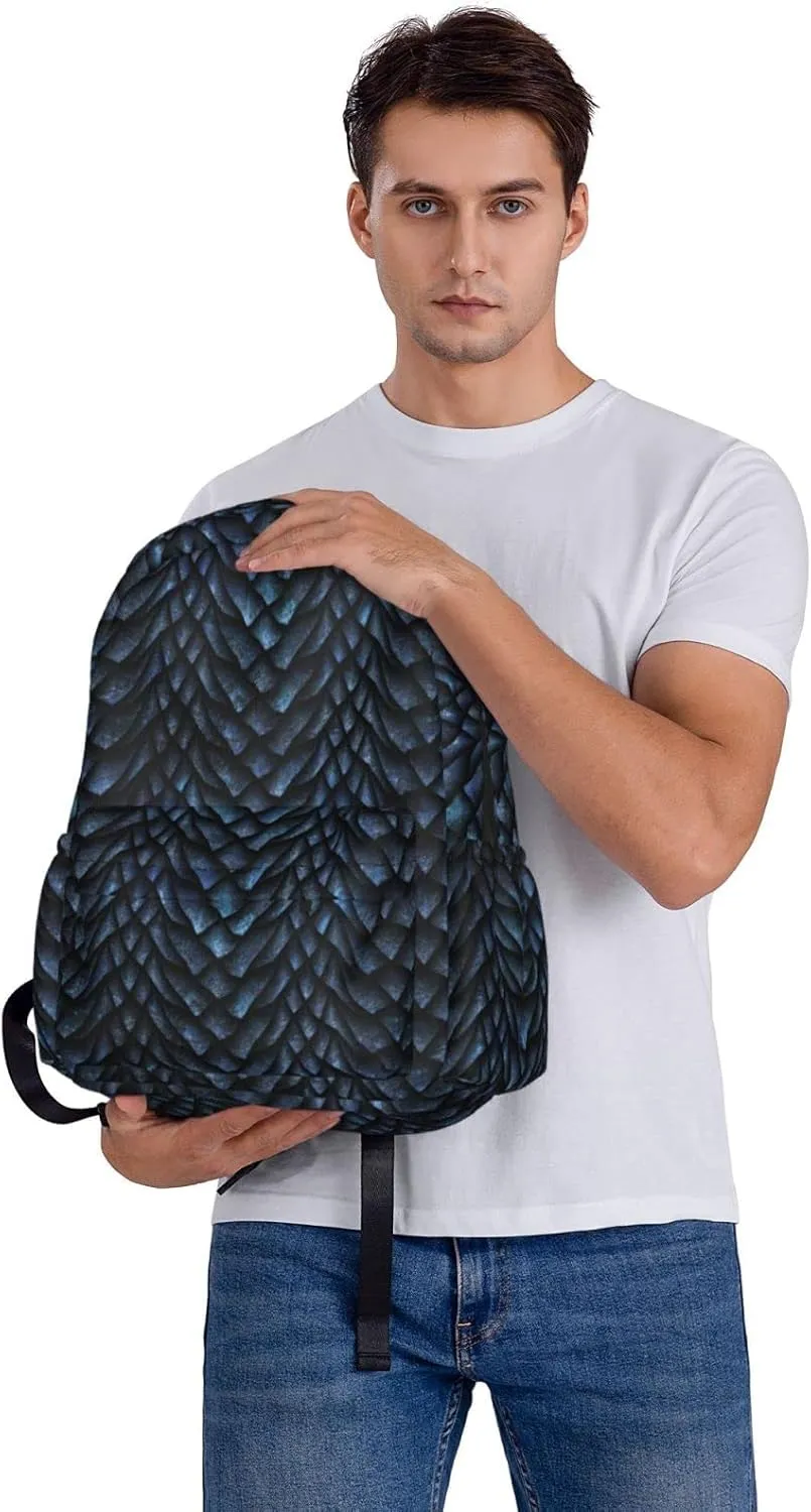 17 inch Backpack 3D Gray Dragon Scales Laptop Backpack School Bookbag Shoulder Bag Casual Daypack