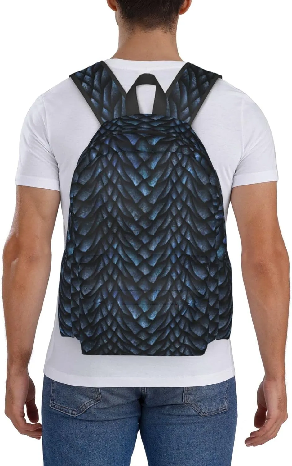 17 inch Backpack 3D Gray Dragon Scales Laptop Backpack School Bookbag Shoulder Bag Casual Daypack