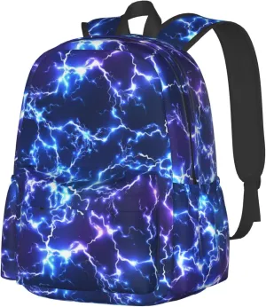 17 inch Backpack Abstract Blue Lightning Laptop Backpack School Bookbag Shoulder Bag Casual Daypack