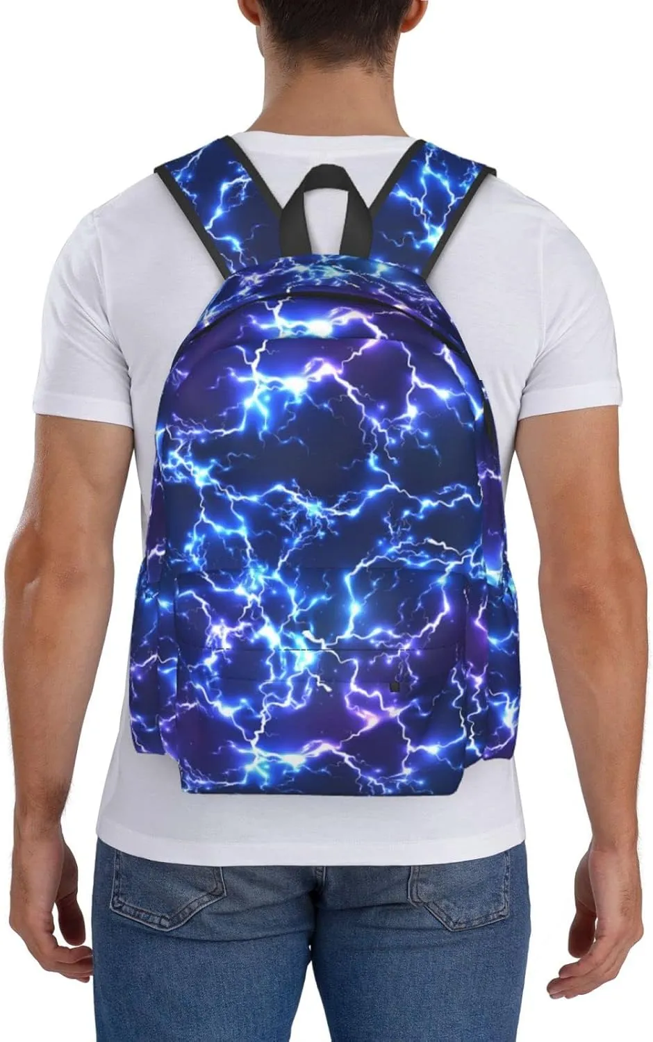 17 inch Backpack Abstract Blue Lightning Laptop Backpack School Bookbag Shoulder Bag Casual Daypack