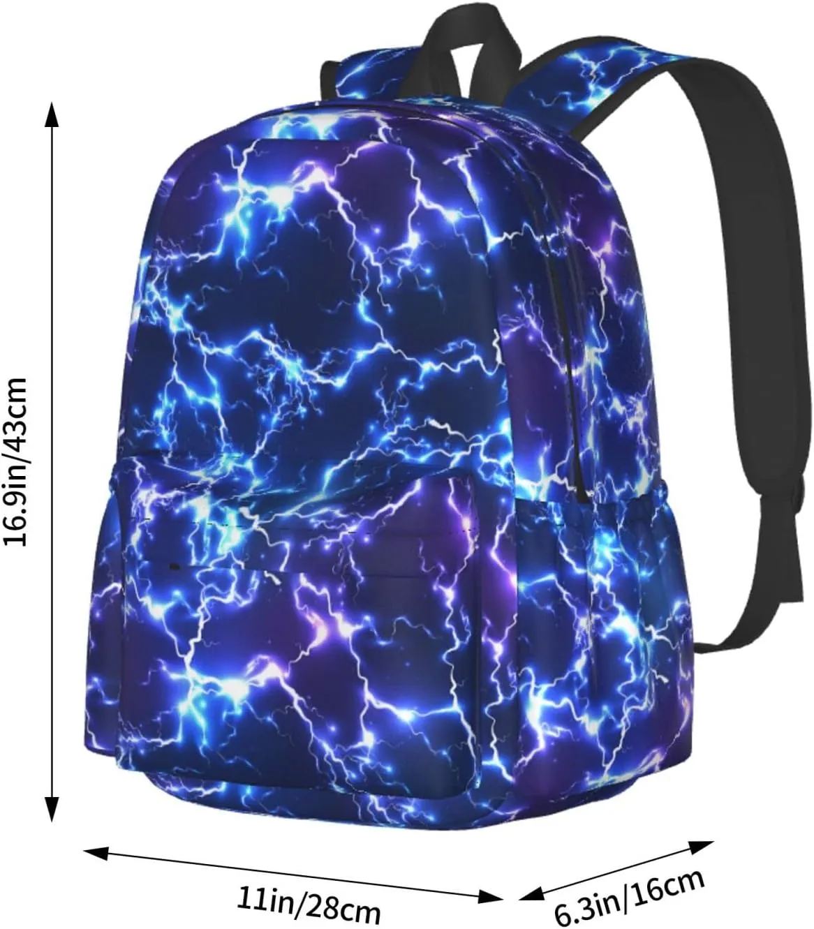 17 inch Backpack Abstract Blue Lightning Laptop Backpack School Bookbag Shoulder Bag Casual Daypack