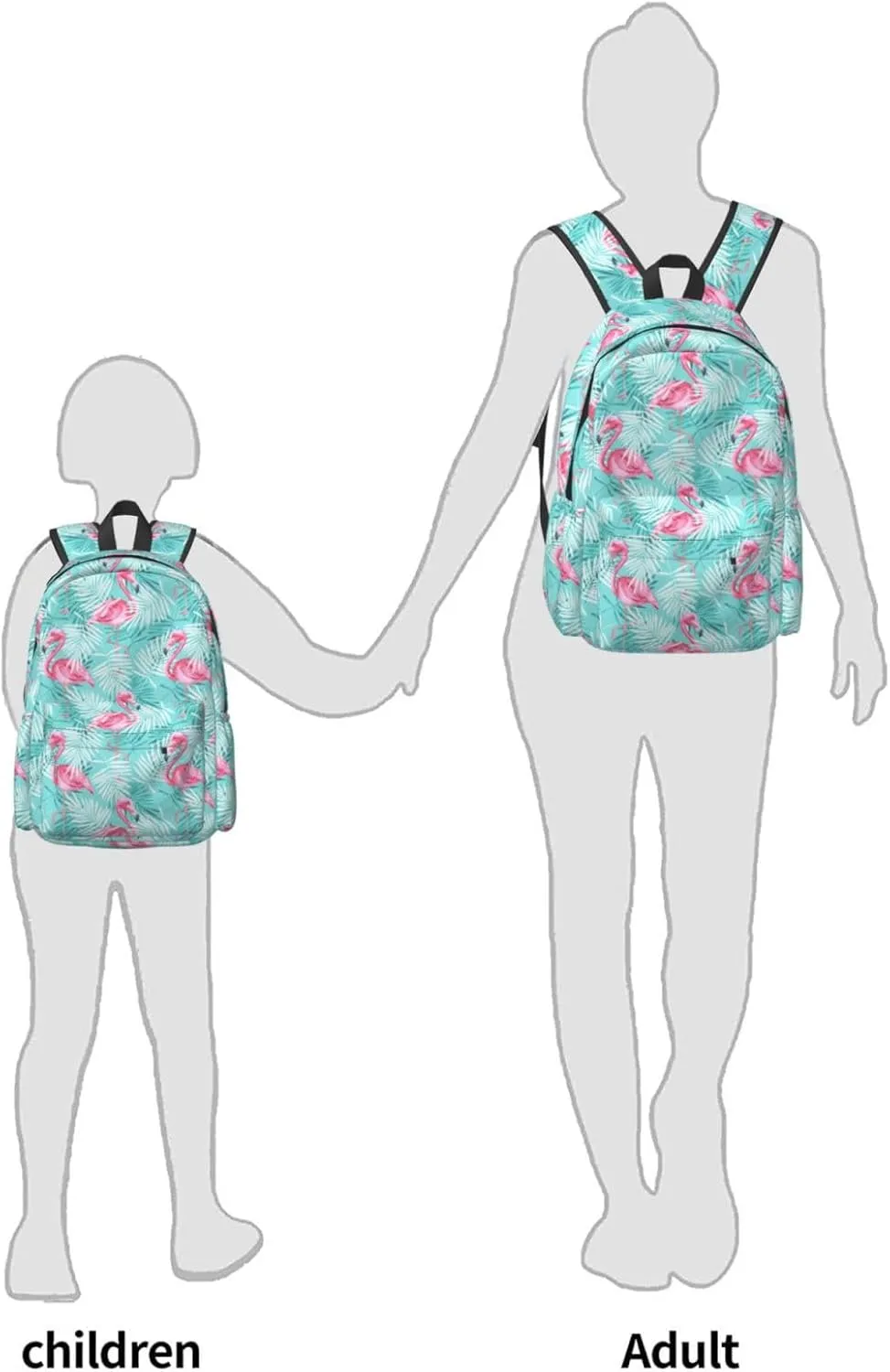 17 inch Backpack Leaves Pink Flamingo Palm Laptop Backpack School Bookbag Shoulder Bag Casual Daypack