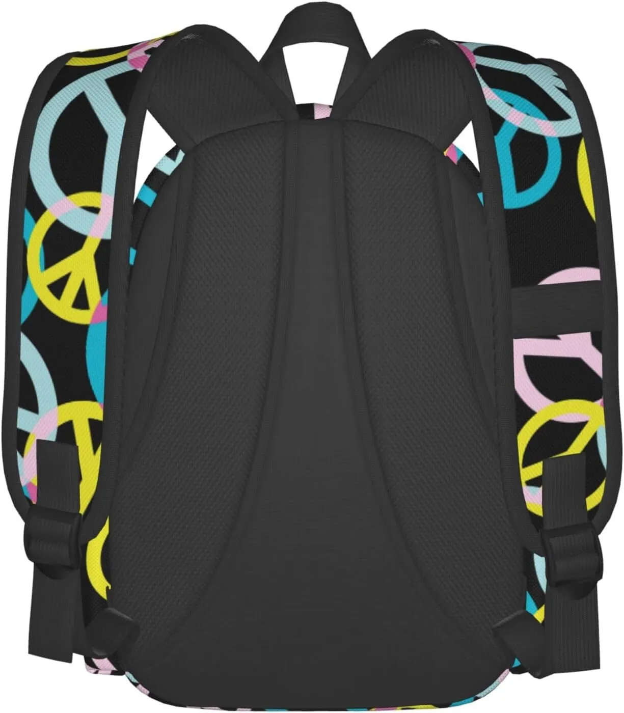 17 inch Backpack Peace Sign Seamless Pattern Vintage Laptop Backpack School Bookbag Shoulder Bag Casual Daypack
