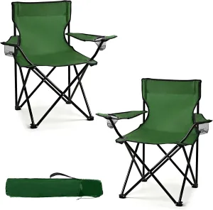 2 Pack Lightweight Camping Chairs for Adults & Teens, 250LBS Capacity Foldable Portable Chairs with Carry Bag, Compact Design for Camping, Beach, Picnics, and Outdoor Events