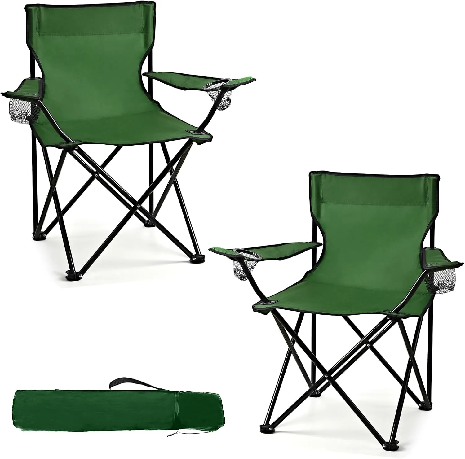 2 Pack Lightweight Camping Chairs for Adults & Teens, 250LBS Capacity Foldable Portable Chairs with Carry Bag, Compact Design for Camping, Beach, Picnics, and Outdoor Events