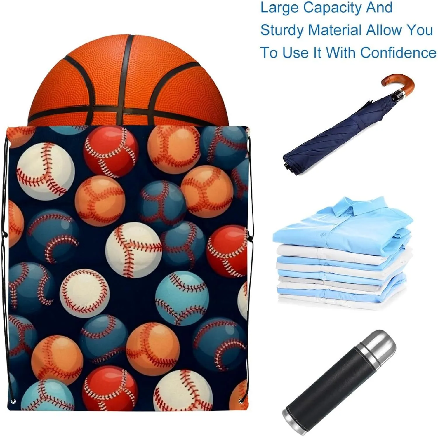 2 Pcs Baseball Ball Background Drawstring Backpack Bag Sport Gym Sack pack