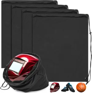 2 Pcs Helmet Bag Welding Motorcycle Hood Bag with Drawstring Locking, Microfiber Large Lightweight for Ski Riding Racing Snowmobile Dirt Bicycle Bike Fire Helmet Storage Accessories (Black)