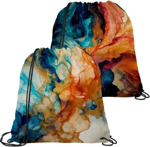 2 Pieces Marble Drawstring Backpack for Party Gym Sport Trip