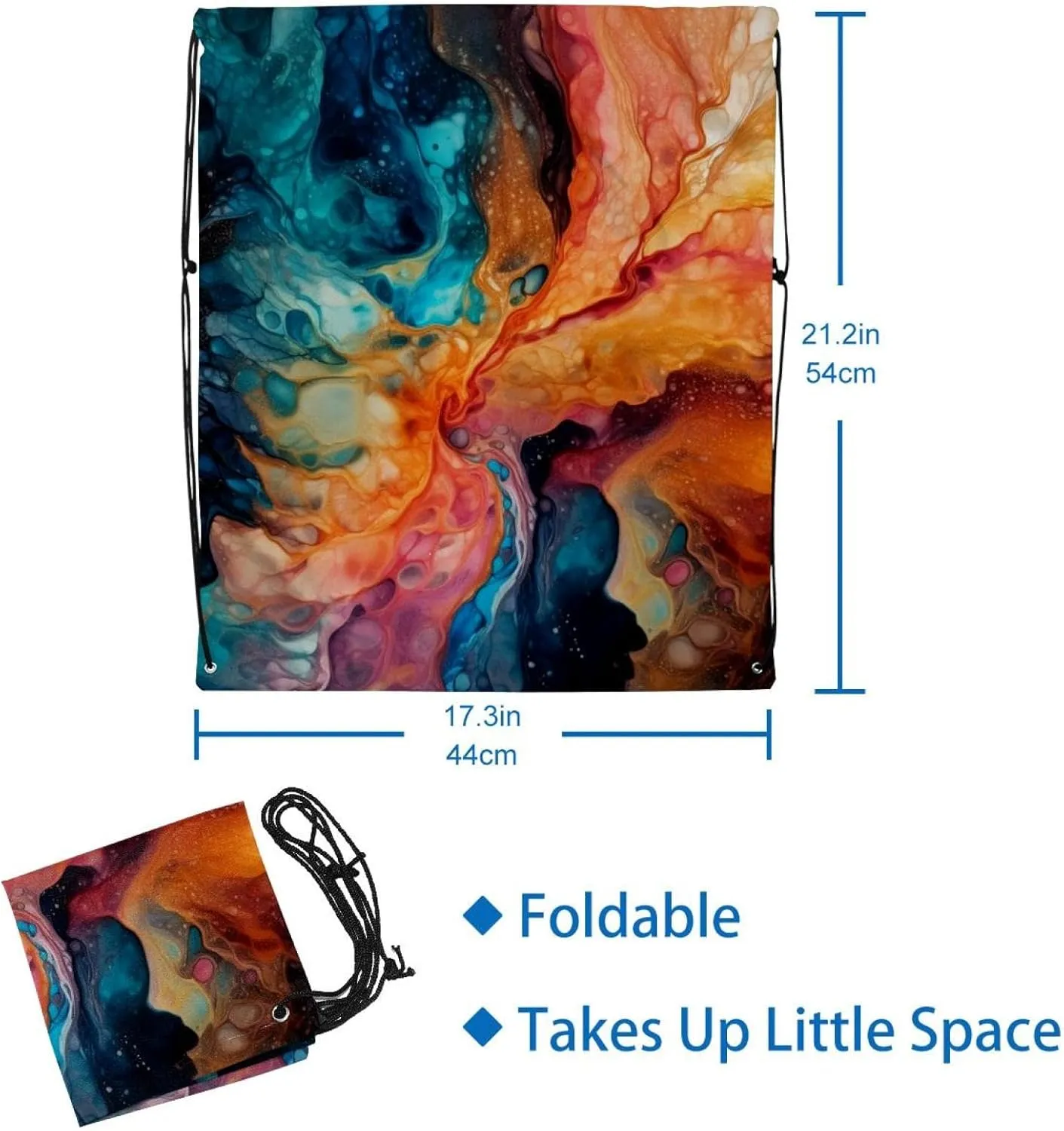 2 Pieces Marble Drawstring Backpack for Party Gym Sport Trip
