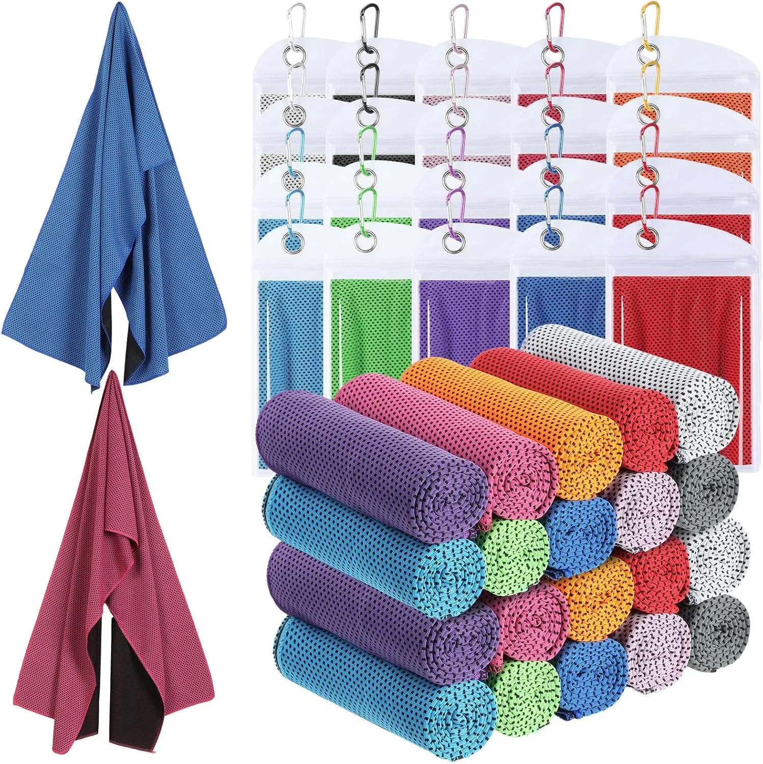 20 Pcs Cooling 47 x 12'' Soft Ice Towel Neck Face Microfiber Gym Cold Workout Towels for Sweat Breathable Chilly for Men Women Sport Yoga Golf Running Fitness Activities Hot Weather