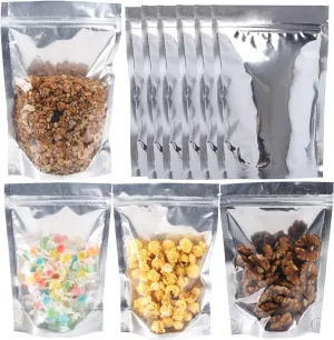 200 Pack Mylar Bags with Window for Food Storage and Resealable for Small Business Packaging Bag Supplies Great for Party Favor Food Storage (Silver, 5x8Inches)