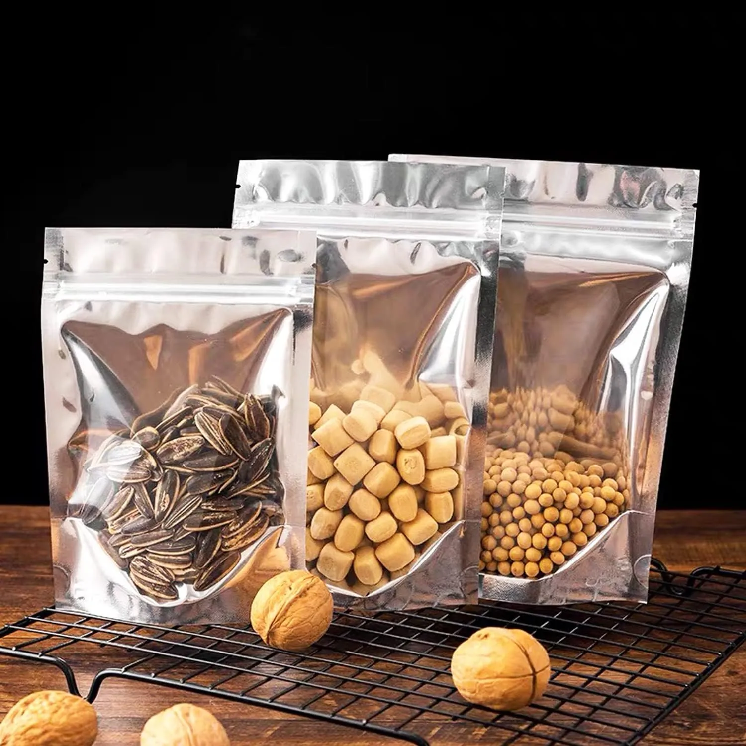 200 Pack Mylar Bags with Window for Food Storage and Resealable for Small Business Packaging Bag Supplies Great for Party Favor Food Storage (Silver, 5x8Inches)