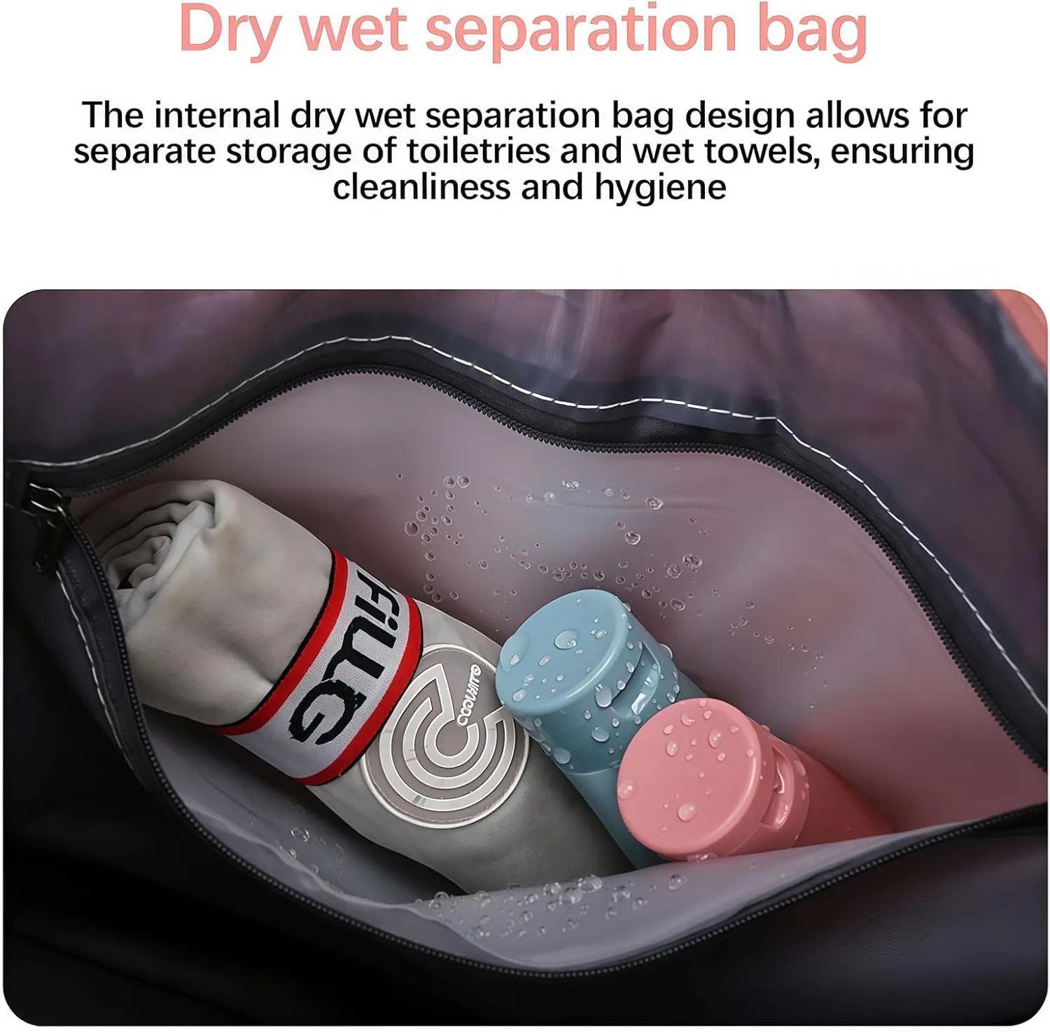 2025 New Pepepo Travel Bag with Wheels, Pepepo Large Travel Bag with Wheels, Expandable Foldable Duffle Bag, Large Capacity Wide-Open Travel Cosmetic Bag, Dry and Wet Separation (PINK)