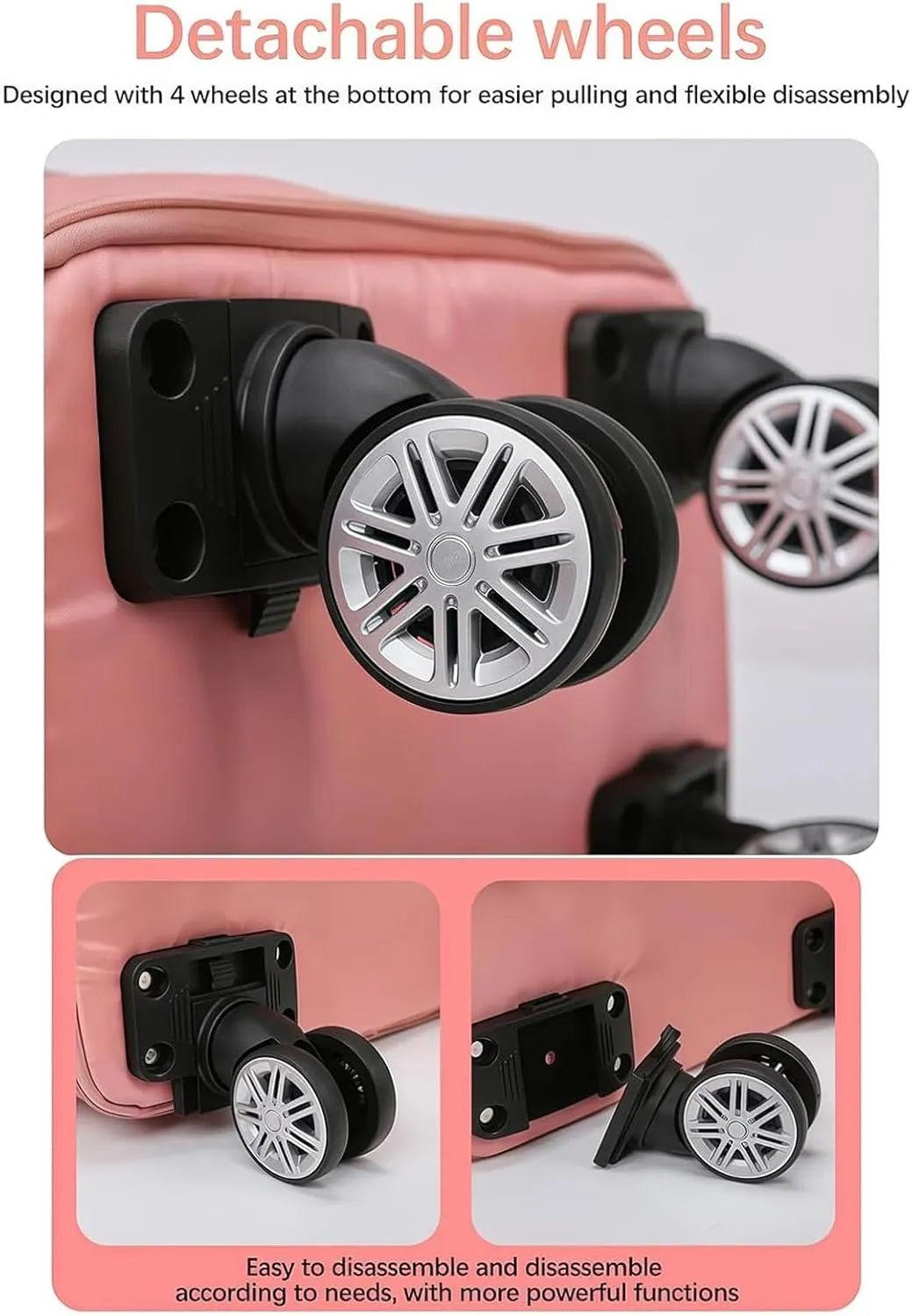 2025 New Travel Bag with Wheels, Expandable Foldable Duffle Bag,Dry and Wet Separation,Large Capacity Wide-Open Travel Cosmetic Bag (Light purple)