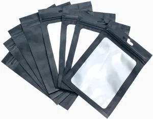 250 Pack- Smell Proof Resealable Mylar Pouch Bags, 4 x 6 Inches, Black with Food Grade Interior, Zero BPA, Candy, Eyelashes, Jewelry and More