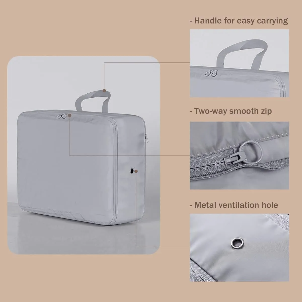 3 PCS Compression Packing Cubes for Suitcase Travel Luggage Organizer Bags Set Packing Organizers Compression Suitcase Bag Travel Essential Bag