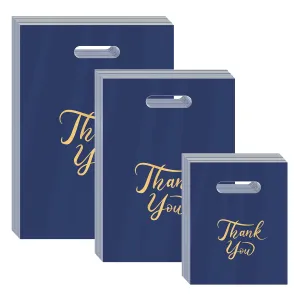 300 Pcs Thank You Bags for Business Small, 3 Size Shopping Bags for Small Business, Plastic Gift Bags with Handle, Reusable Packaging Bags for Wedding Party Stores Packaging Wholesale Goodie Bags