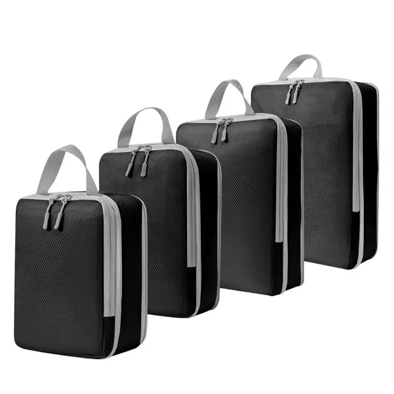 4-Piece Travel Compression Packing Cubes Set – Waterproof Luggage Organizer Bags for Clothes & Accessories