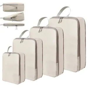 4-Piece Travel Compression Packing Cubes Set – Waterproof Luggage Organizer Bags for Clothes & Accessories