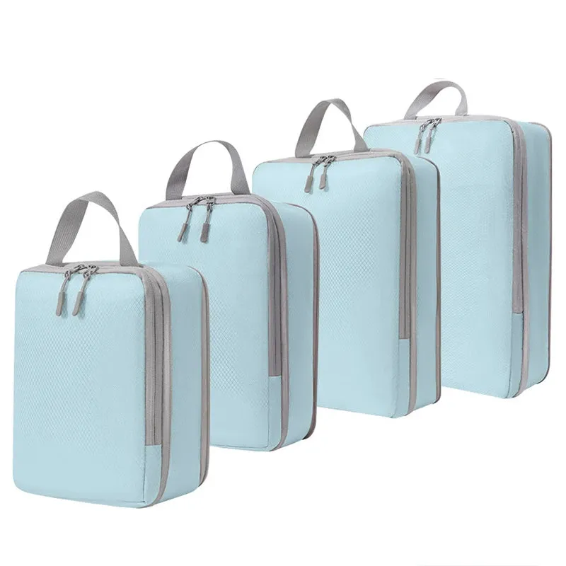 4-Piece Travel Compression Packing Cubes Set – Waterproof Luggage Organizer Bags for Clothes & Accessories